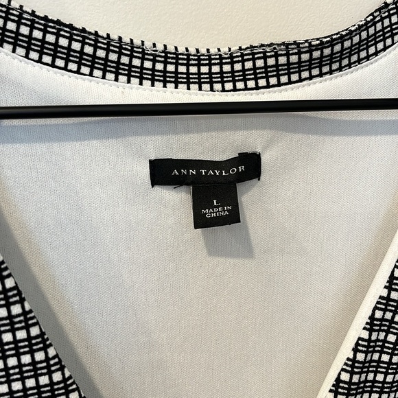 Ann Taylor Dress Mod Plaid Geo Print Career Wear Size L - Picture 2 of 6